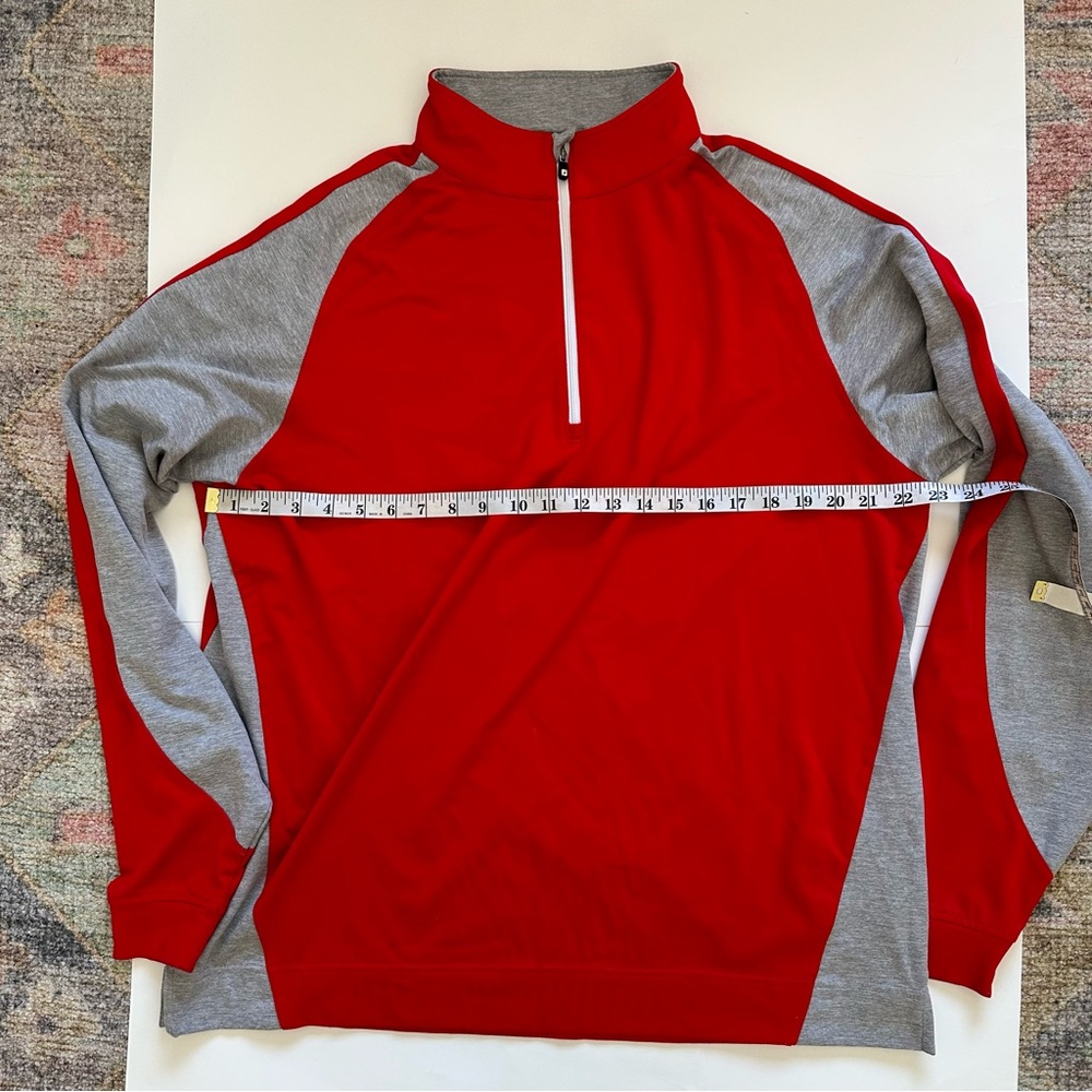 Footjoy Mens L Golf Pullover 1/4 Zip Red Gray Performance Stretch Long Sleeve - Picture 8 of 9